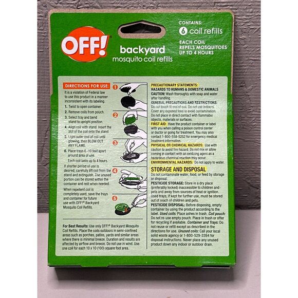 OFF! Backyard Mosquito Coil Refills 6 Coils S.C. Johnson Repels Mosquitoes For U - Picture 2 of 3